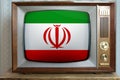 Old tube vintage TV with the national flag of Iran on the screen, the concept of eternal values Ã¢â¬â¹Ã¢â¬â¹on television, global world